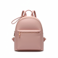 Blush pink PU leather women's travel backpack on white background