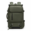 Olive nylon modular men's travel backpack on white background