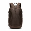 Dark brown polyester adventure men's travel backpack on white background