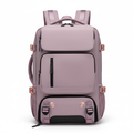 Mauve polyester women's travel backpack on white background