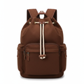 Chocolate brown canvas bohemian women's travel backpack on white background